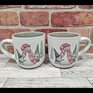 Peppermint & Pine Christmas Winter Gnomes Snowman Stoneware Coffee Mug Tea Cups